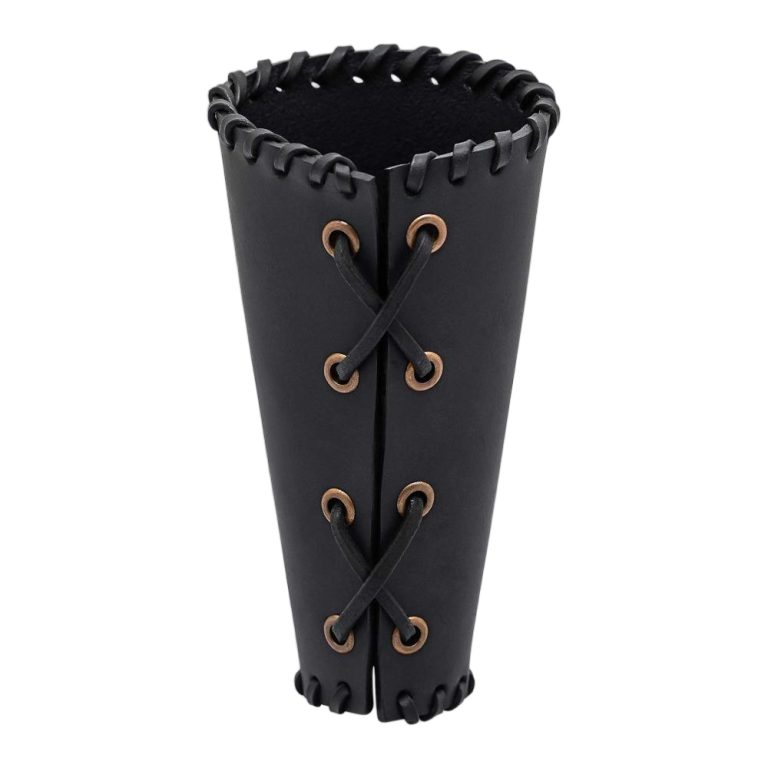 Leather Bracer with Hidden Knife Slot - Black