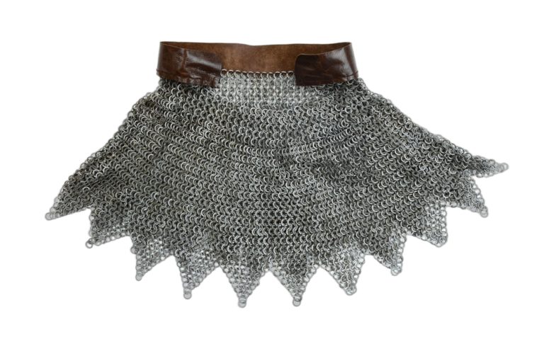 Dagged Aventail for Helm - Alternating Mild Steel Wedge Riveted Flat Rings and Solid Flat Rings