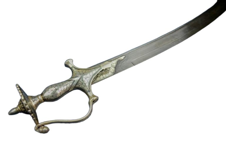 Damascus Silver Koftgari Indian Talwar with Scabbard
