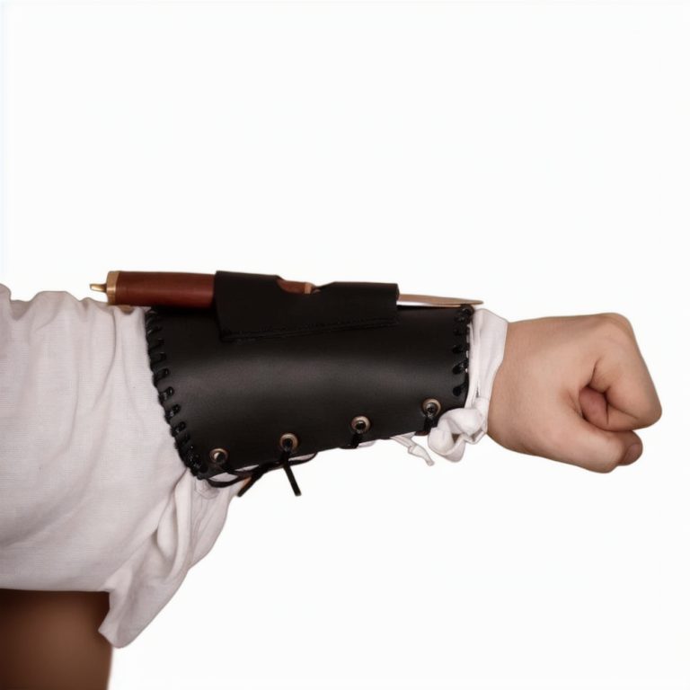 Leather Bracer with Hidden Knife Slot - Black