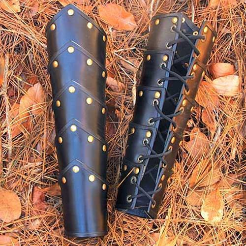 Leather Men at Arms Greaves