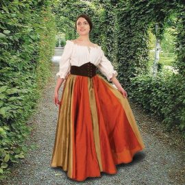 Pinwheel Panel Skirt with Suede Corset Belt