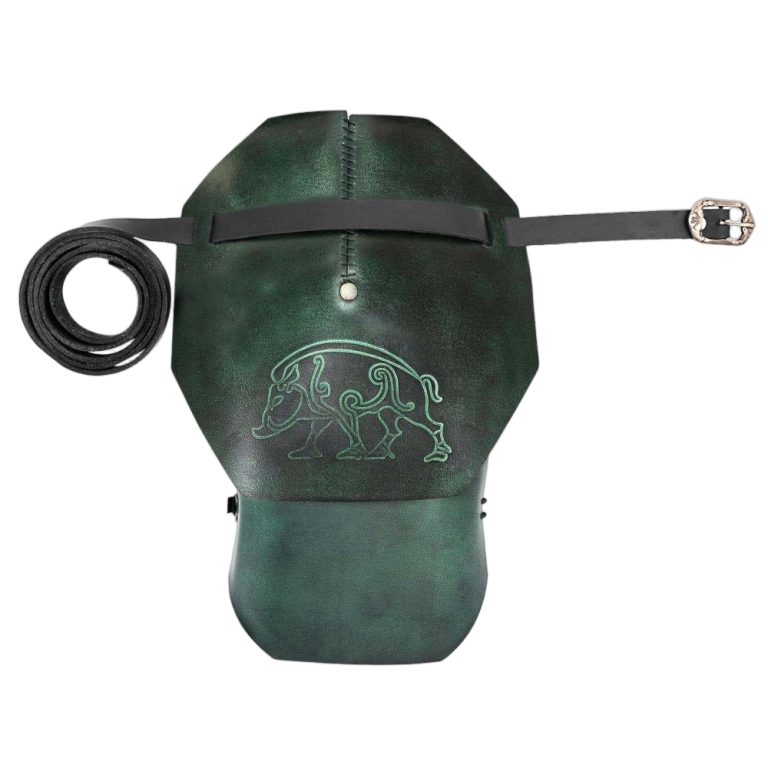 Celtic Boar Leather Pauldron - Green