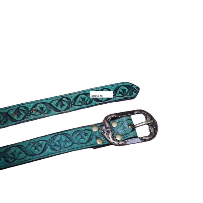 Handcrafted Green Leather Fantasy Belt