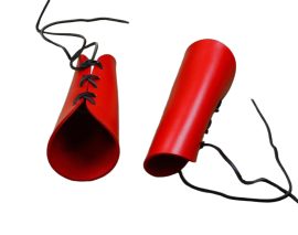 Red Leather Bracers for Armored Protection