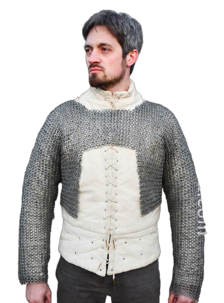 Chainmail Half Hauberk - Alternating Dome Riveted Flat Rings