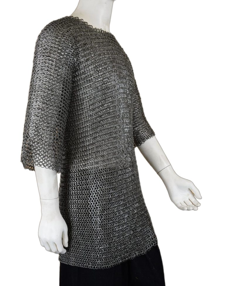 Chainmail Half-Sleeve Haubergeon - Alternating Dome Riveted Flat Rings