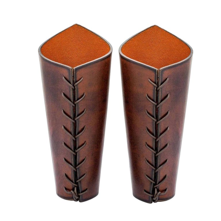 Double Dragons Genuine Leather Bracers Set  Brown