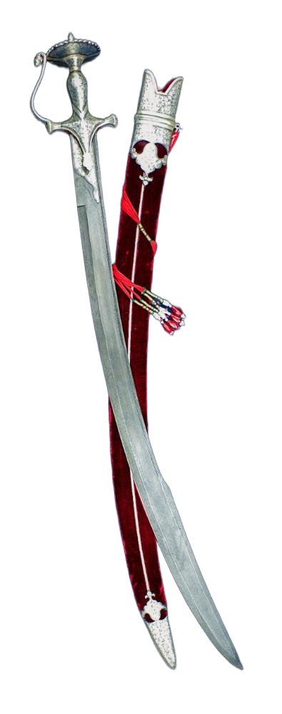 Damascus Silver Koftgari Indian Talwar with Scabbard