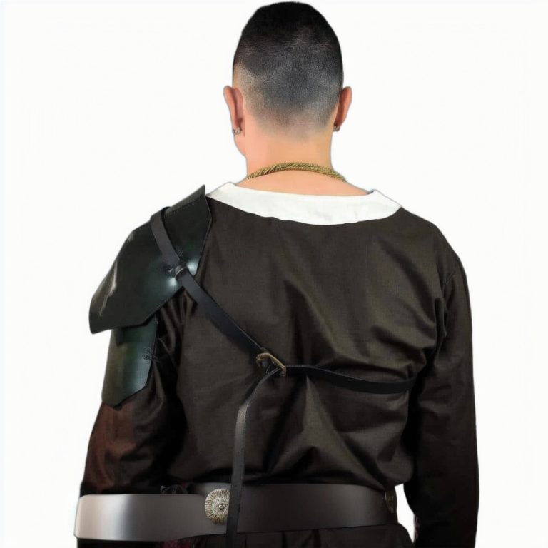 Celtic Boar Leather Pauldron - Green