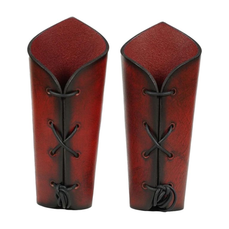 Celtic Spiral Leather Bracer Set - Red