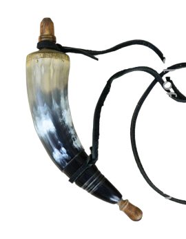 Wooden Stoppered Powder Horn