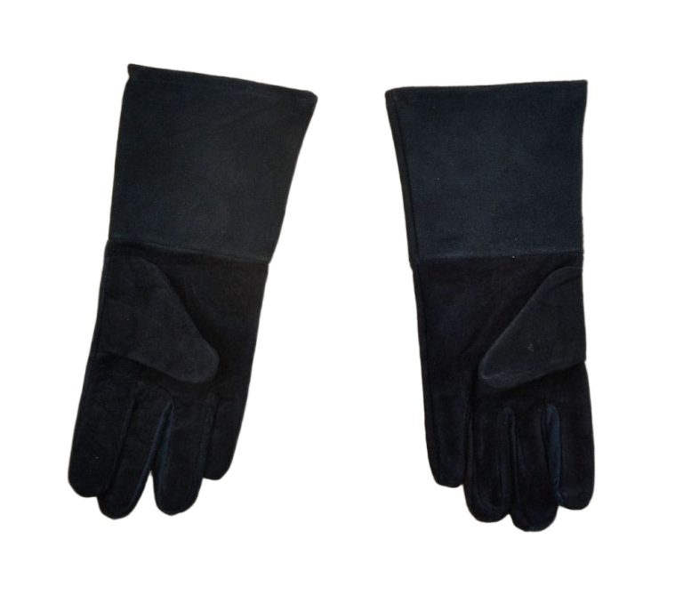 Black Suede Leather Gauntlets  Longer Cuff