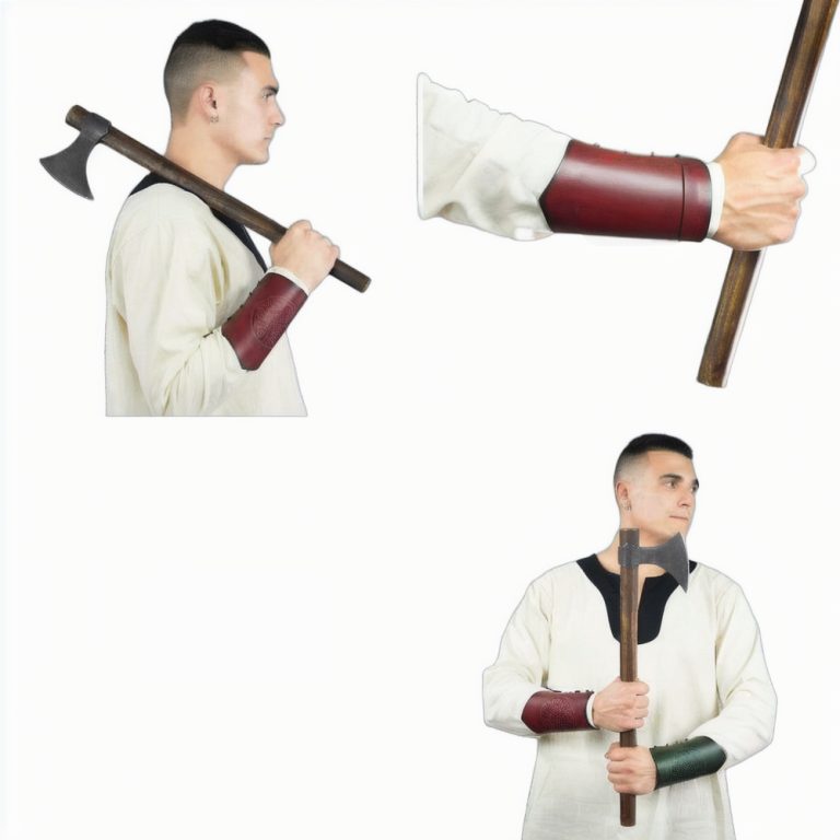 Celtic Spiral Leather Bracer Set - Red