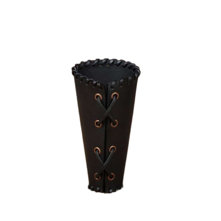 Leather Bracer with Hidden Knife Slot - Black