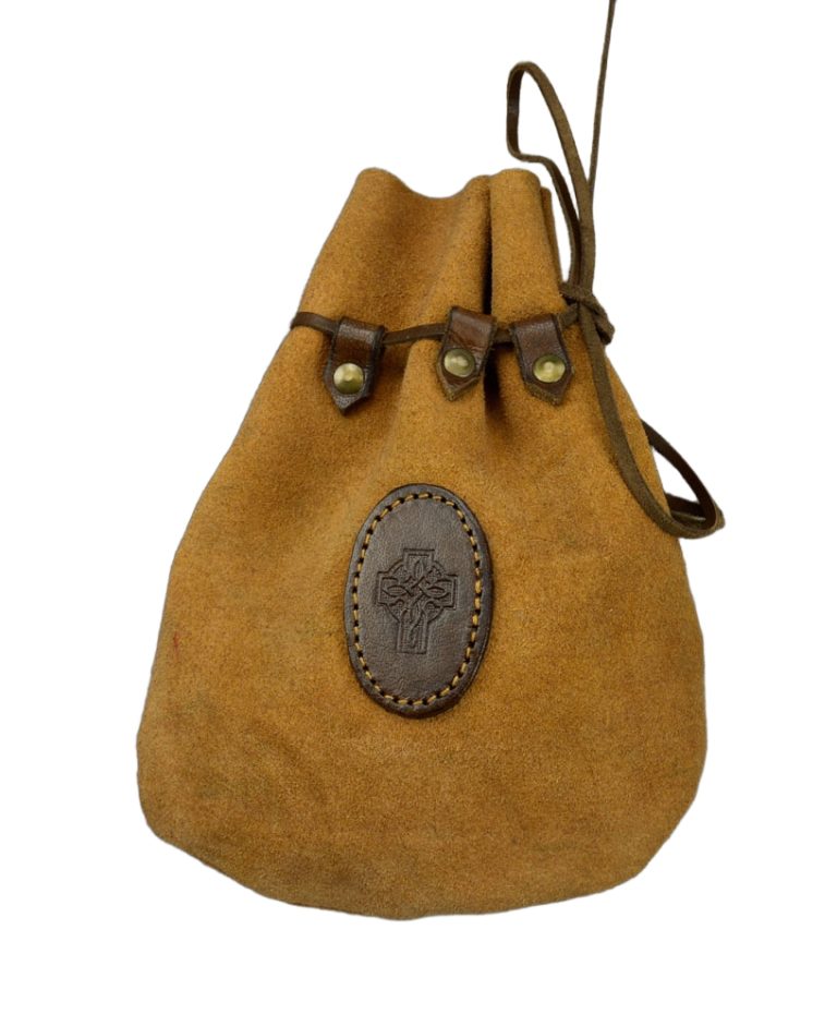 Medieval Large Leather Drawstring Pouch