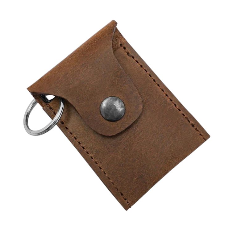 Keychain Coin Pouch  Genuine Leather  Brown