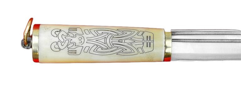 Viking Bone Grip Seax with Etched Norse Design