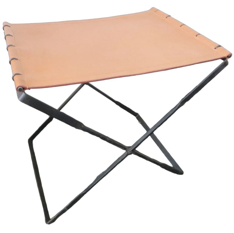 Medieval Folding Stool with Leather Seat