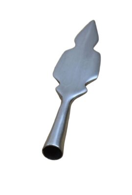 This large serrated arrowhead is crafted from high carbon steel – it is socketed and unsharpened.
This is a handcrafted item and the diameter of the open socket can vary – we highly recommend that you purchase these arrowheads first and then measure each one individually before determining what size of shaft you will need to fit them.