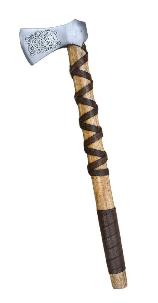 Viking Type K Axe with Etched Norse Wolf Design