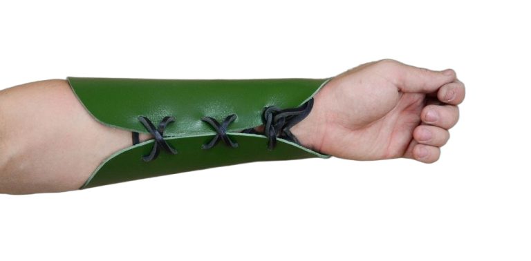 Green Leather Bracers for Armored Protection
