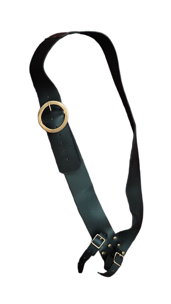 Leather Twin-Buckle Baldric - Black - Right Handed