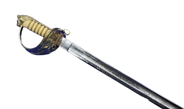 British Royal Navy Dress Saber with white faux rayskin grip