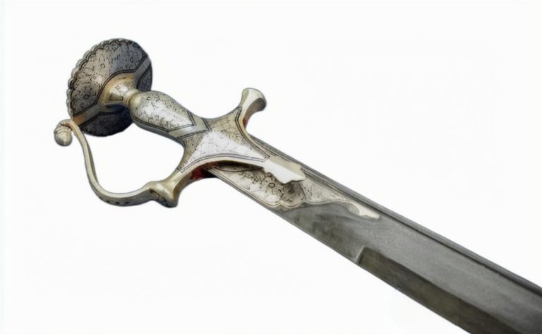 Damascus Silver Koftgari Indian Talwar with Scabbard