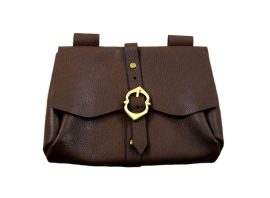 The Messengers Pouch is crafted from soft, stitched and riveted suede leather. Its lid can be closed with an adjustable pouch belt and buckle. Has two integrated belt loops.
Please Note: The hue and color of the leather can vary from light brown to very dark brown