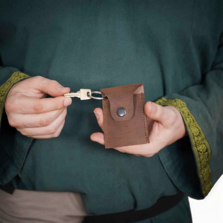 Keychain Coin Pouch  Genuine Leather  Brown