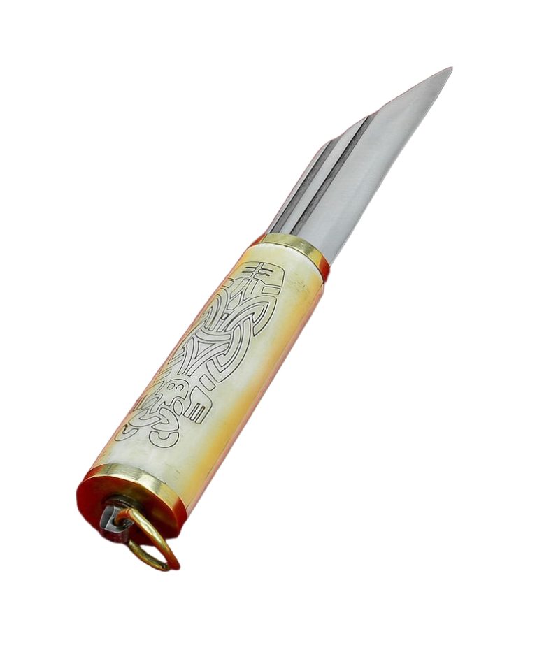 Viking Bone Grip Seax with Etched Norse Design