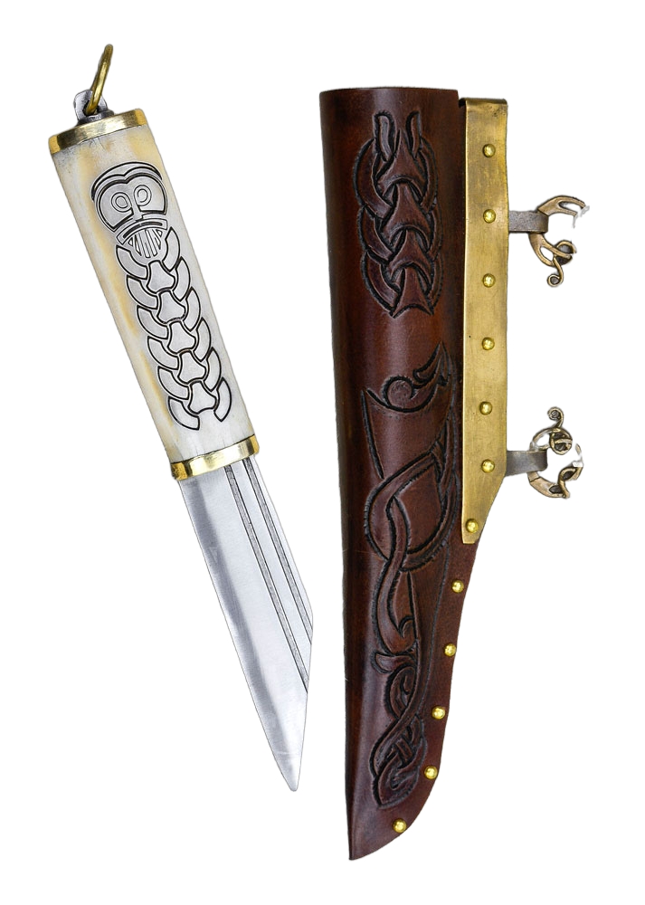 Viking Bone Grip Seax with Etched Norse Knotwork