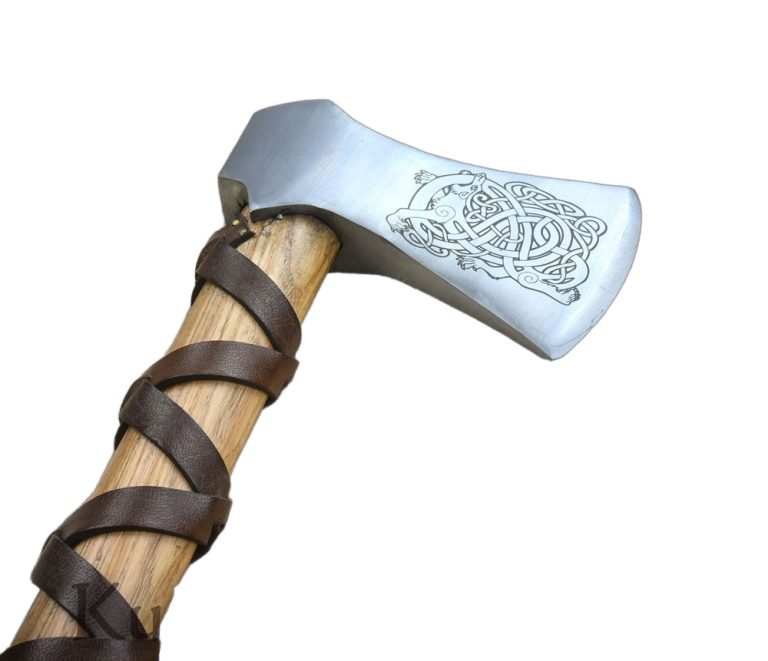 Viking Type K Axe with Etched Norse Wolf Design