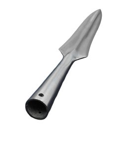This Medieval spearhead is hand-forged from high carbon steel ready to be mounted onto your own wooden haft. The centerline of the spearhead is reinforced with a raised ridge to give it substantial rigidity for improved piercing ability. Two pre-drilled holes allow for it to be secured onto a wooden pole with screws or pins. Mounting hardware is not included.