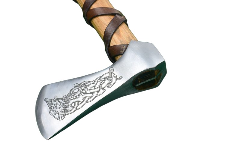 Viking Type L Axe with Etched Norse Design