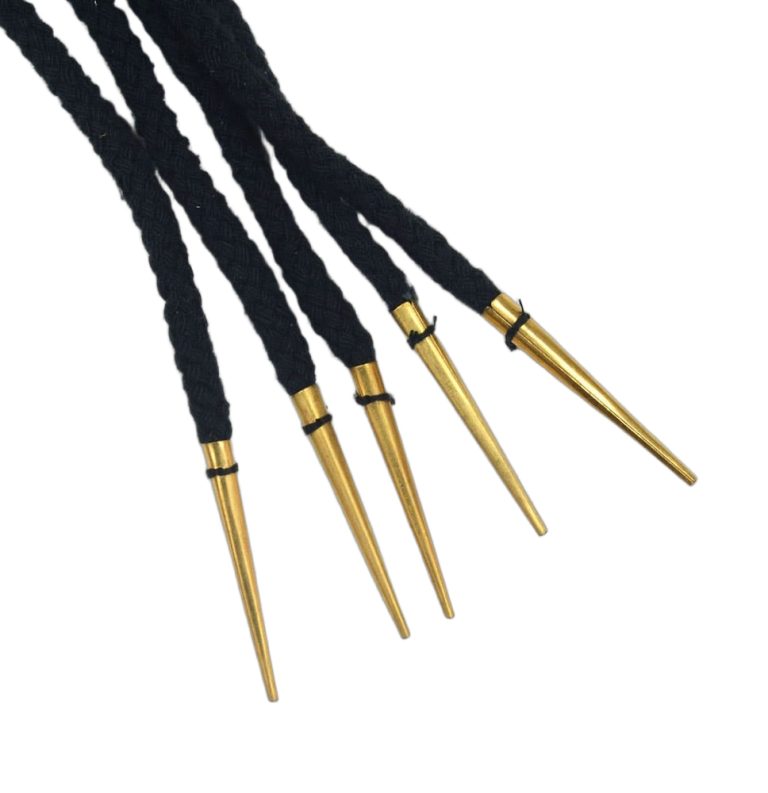 Brass Aiglets with Black Cord - Set of 5