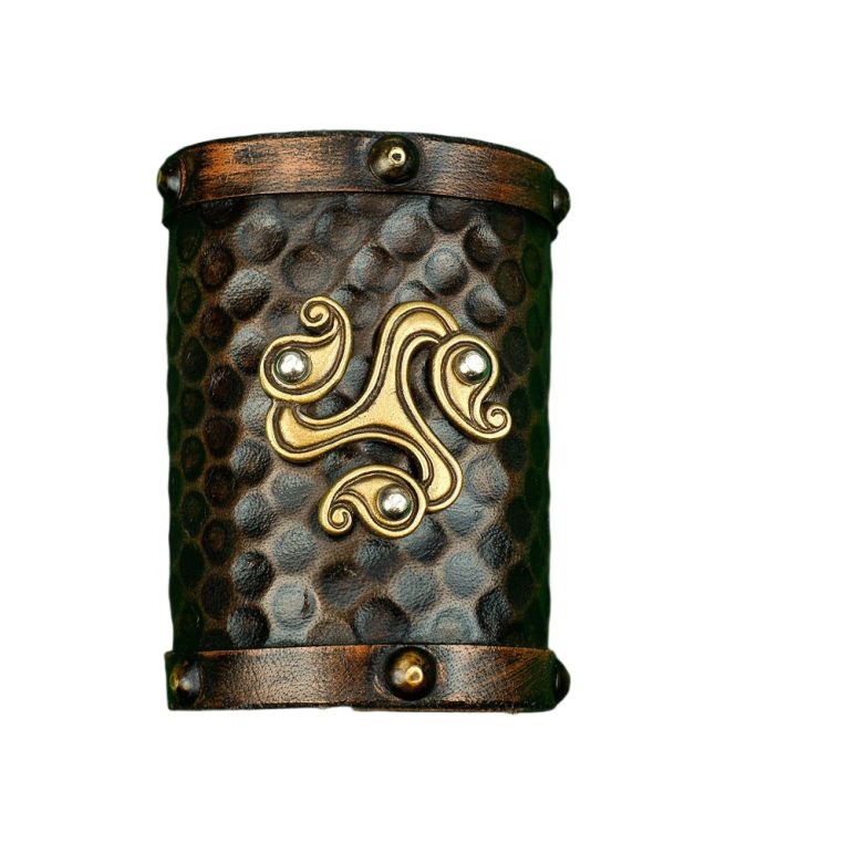 Celtic Leather Cuff with Large Triskele