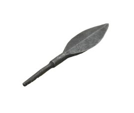 This Curved Leadblade Arrowhead is hand forged from high carbon steel and has been left with a rough polished blackened finish. The arrowhead is unsharpened.
This is a handcrafted item and the diameter of the socketing end can vary – we highly recommend that you purchase these arrowheads first and then measure each one individually before determining what size of shaft you will need to fit them.
