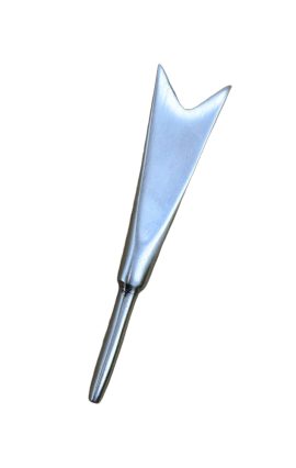 This forked arrowhead is crafted from high carbon steel and is unsharpened.