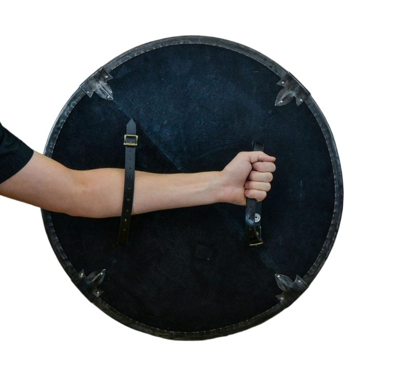 Wooden Round Shield with Riveted Cross