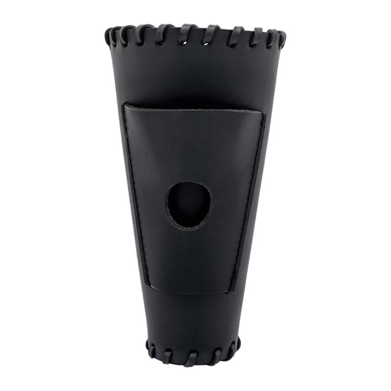 Leather Bracer with Hidden Knife Slot - Black