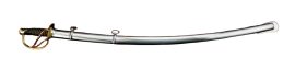 The 1840 Heavy Cavalry Saber known as the ”’Wrist Breaker” because of it’s heavy forward weight, saw service in the US from it’s issue in 1840 through the Civil War and into the Plains Indians wars of the 1870s and 80s.
Features a tempered 1065 carbon steel blade, solid brass pommel and three bar guard, and a wood grip wrapped in leather and brass wire. Includes a steel scabbard with hanging rings.