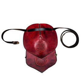 Looking for the best accessory that could make your ordinary ensemble a truly outstanding one? This leather pauldron, richly embossed with Celtic Spiral design, will surely befit your character. This pauldron is provided as a single shoulder costume piece.
Handcrafted from Genuine Buff Leather, these offer great durability and longevity. The pure brass rivets hold the two leather plates, supporting a robust construction to last, event after event. This pauldron is ideal for LARP, cosplay or any barbarian character from your favorite fantasy realm.