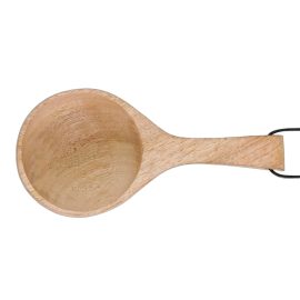 This traditional Kuksa cup is carved from a single piece of polished wood; it functions both as ladle and bowl and is superbly suited for the traveling Norse warrior. The traditional Kuksa (Guksi) cup is strongly associated Finnish and Sami culture and it likely originated in Scandinavia centuries ago. Though well suited for your reenactment kit and camp, it is still a modern favorite for backpackers and hikers who will lash it to their backpack.
Dimensions: 7″ Long x 3 1/8″ Wide x 1 1/2″ Deep