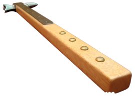 This German War Hammer is replicated from an example in the German National Museum in Nuremberg. Features a high carbon steel head secured to the hardwood shaft with steel langets. The grip is finished with brass tracks for a secure grip.