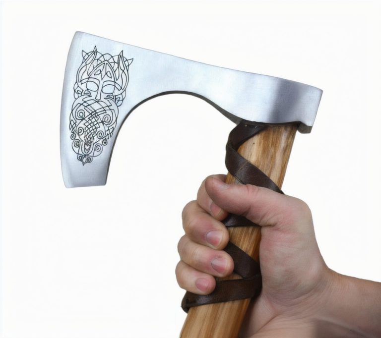 Viking Type C Axe with Etched Norse Design