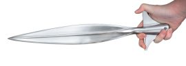 Winged spearheads such as this were a common sight in the early Medieval period and would have been seen in the capable hands of Vikings and Frankish Carolingian warriors alike. Also known as lugged spears, the addition of the wings gave the spear some parrying and pushing potential and they would have also prevented over-penetration into a target. This replica of this classic design also has a raised central spine which serves to give the spearhead excellent rigidity to ensure that it strikes with full penetrative force.
This socketed winged spearhead is ready to be mounted onto your own wooden haft with an end which has been tapered to fit. Once in position it can be reinforced by installing two screws through the pre-drilled holes on the socket. Screws and mounting hardware are not included.