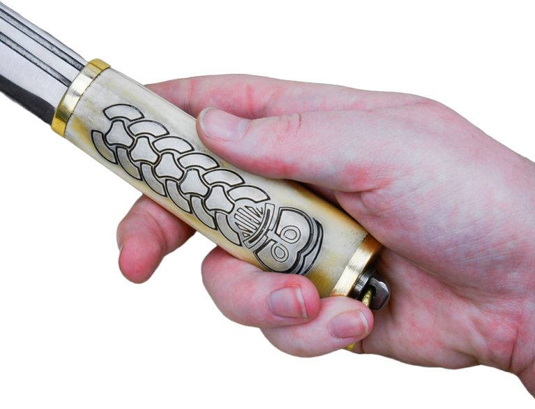 Viking Bone Grip Seax with Etched Norse Knotwork