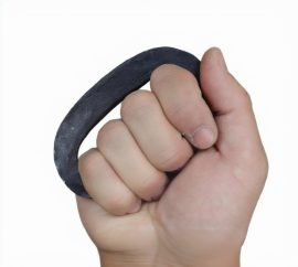 This Medieval flint striker is hand-forged from steel and blackened for a finish.